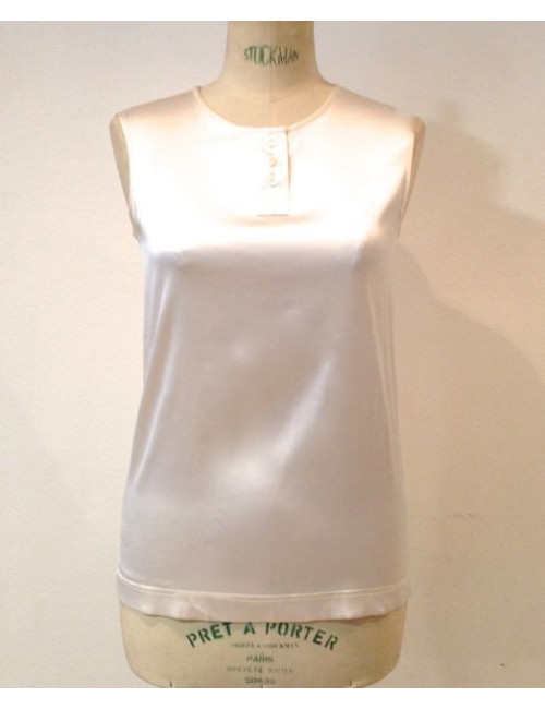 Top CHANEL en soie sans manches T 