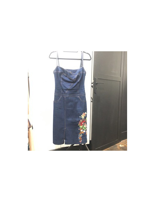 Robe CHRISTIAN LACROIX en toile denim brodé