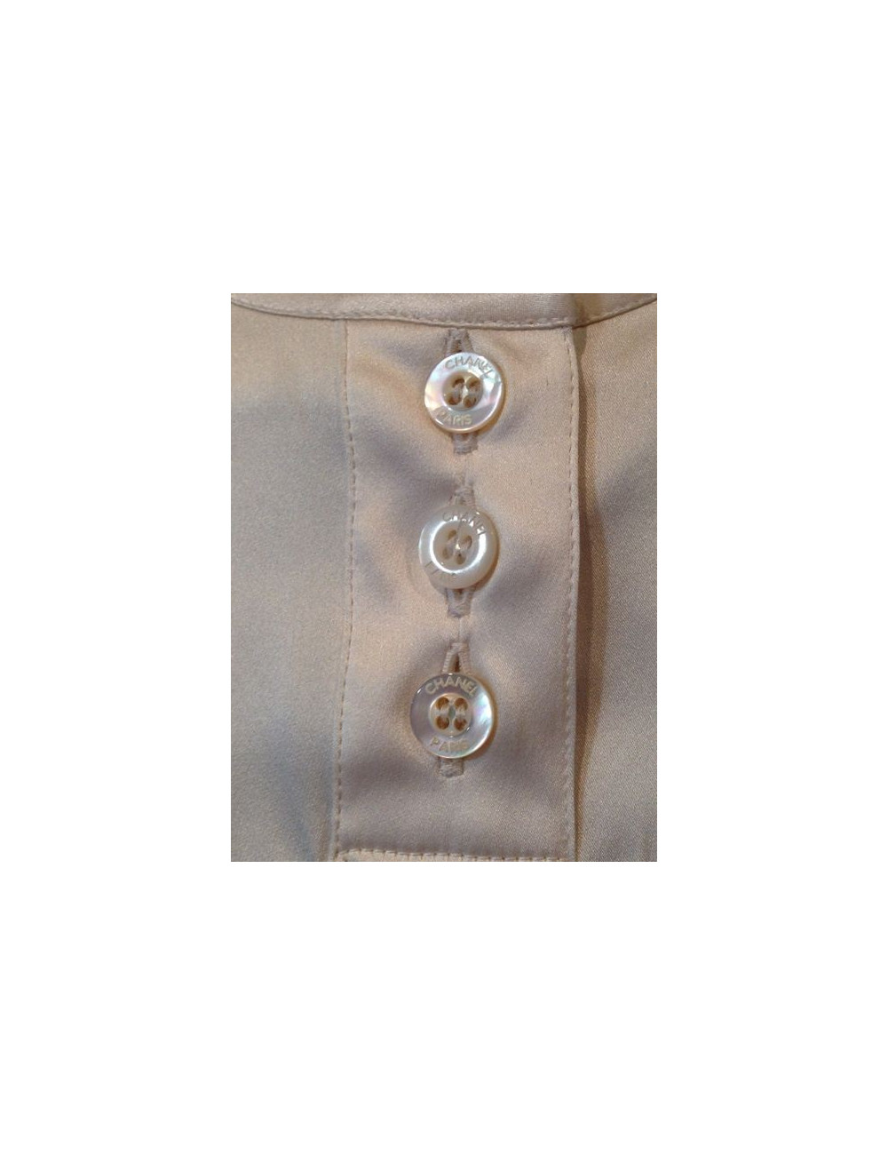 Top CHANEL en soie blanc sans manches T 38