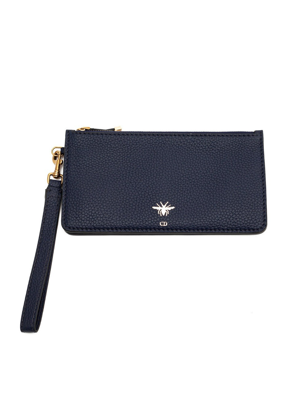 Pochette DIOR cuir grainé bleu indigo