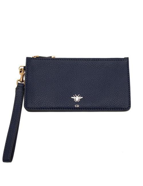 Pochette DIOR cuir grainé bleu indigo