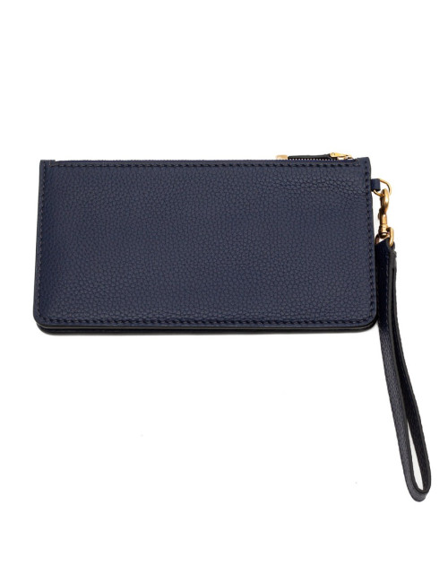 Pochette DIOR cuir grainé bleu