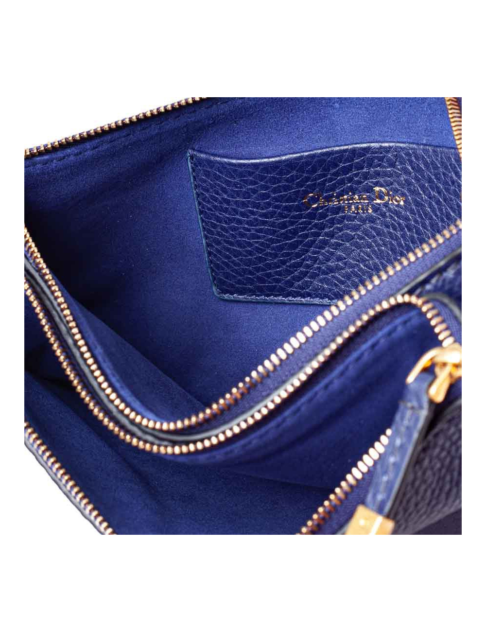 Pochette DIOR cuir grainé bleu indigo