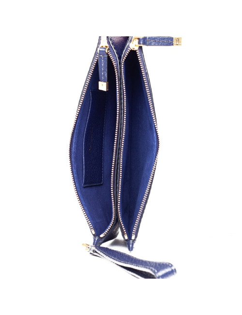 Pochette DIOR cuir grainé bleu indigo