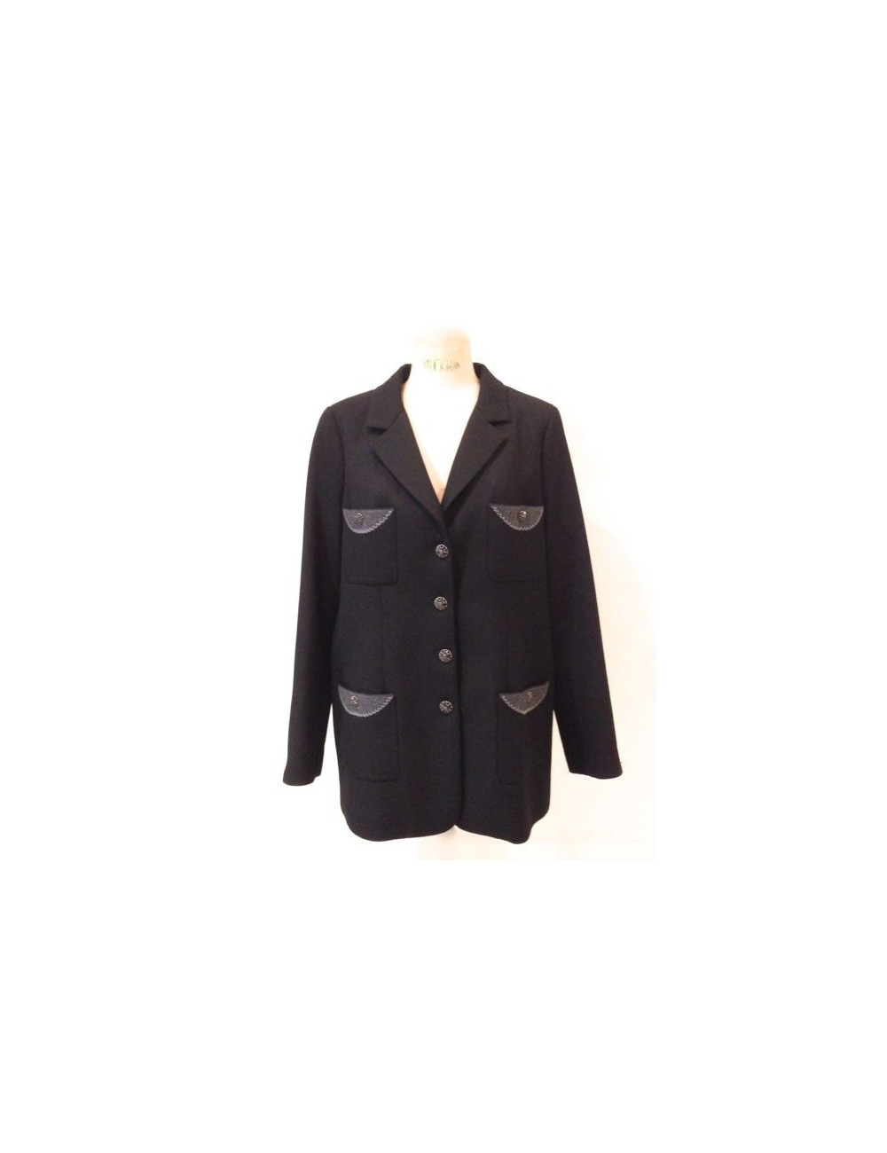 Veste CHANEL noire et poches grises T 46