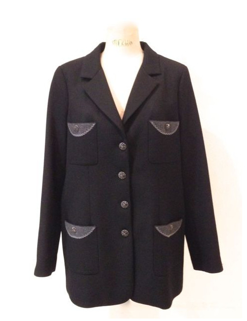 Veste CHANEL noire et poches grises T 46