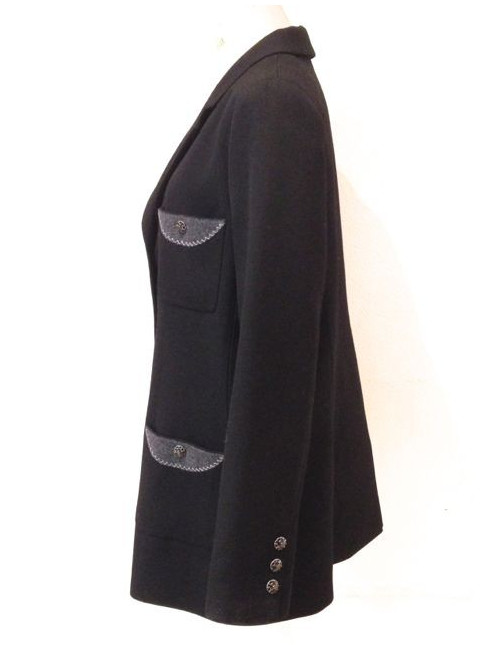 Veste CHANEL noire et poches grises T 46