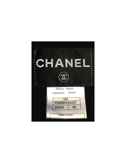 Veste CHANEL noire et poches grises T 46