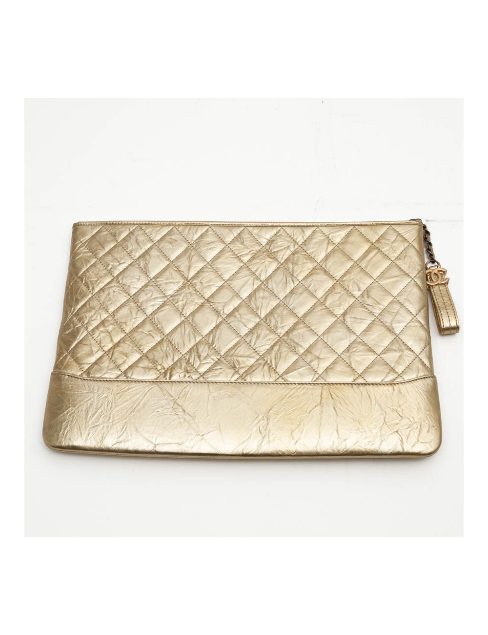 Pochette CHANEL cuir doré froissé