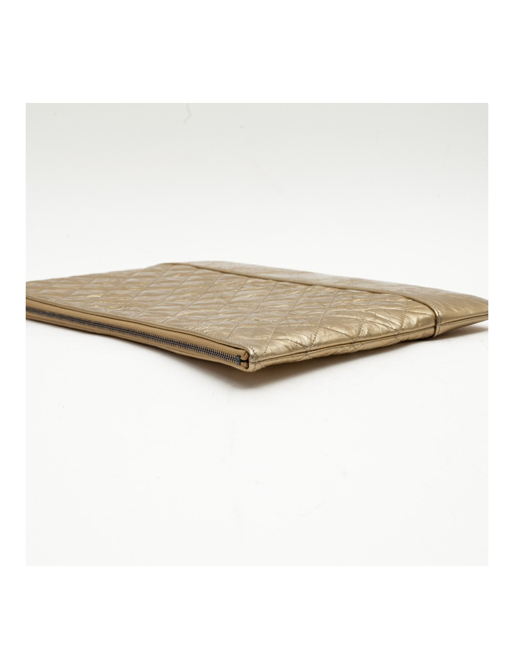 Pochette CHANEL cuir doré froissé