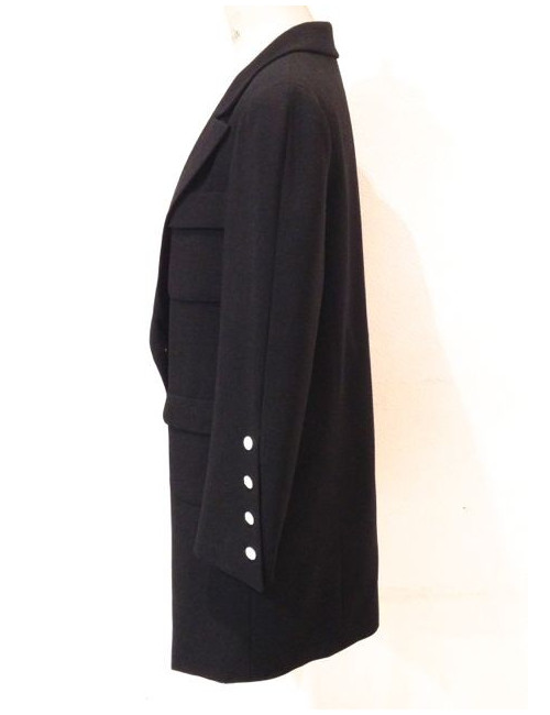 Veste CHANEL safari noire avec boutons blancs
