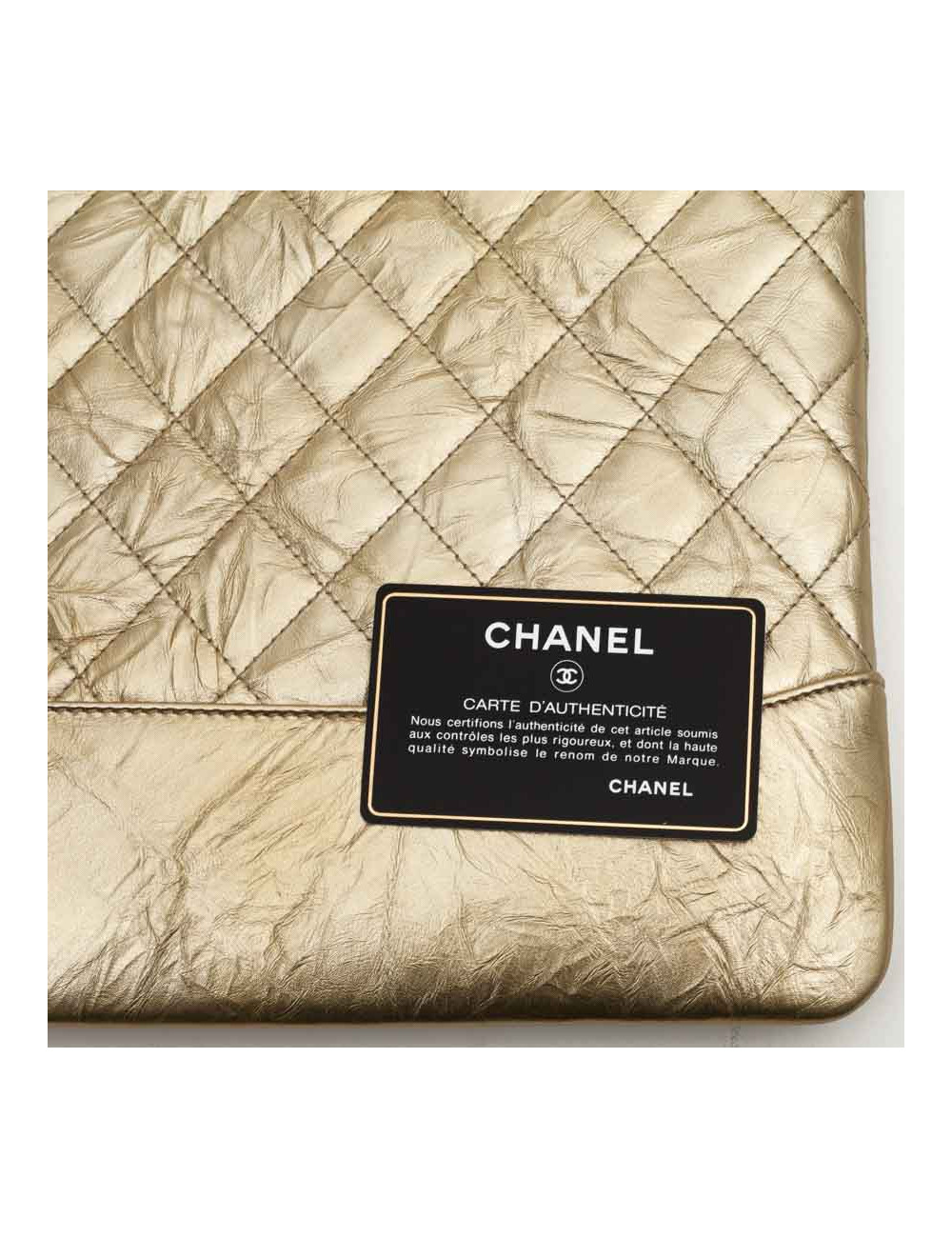 Pochette CHANEL cuir doré froissé