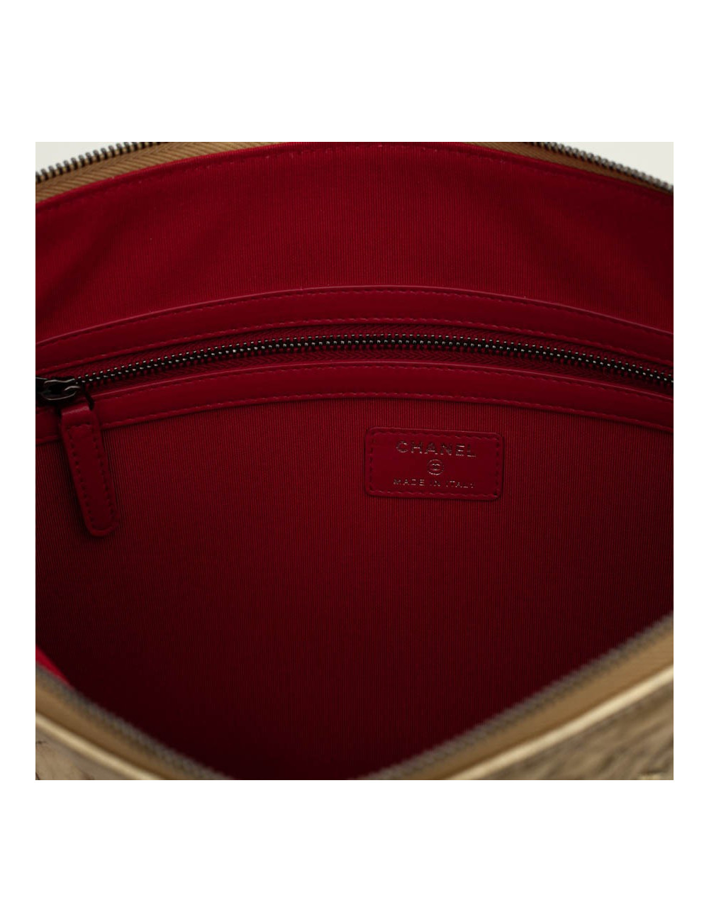 Pochette CHANEL cuir doré froissé