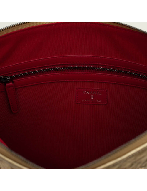 Pochette CHANEL cuir doré froissé