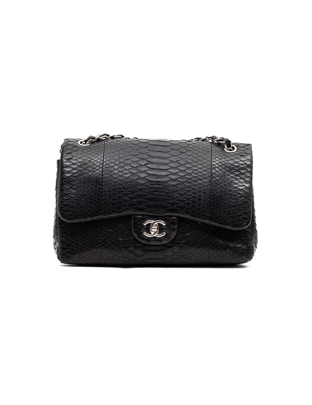 CHANEL Jumbo python noir