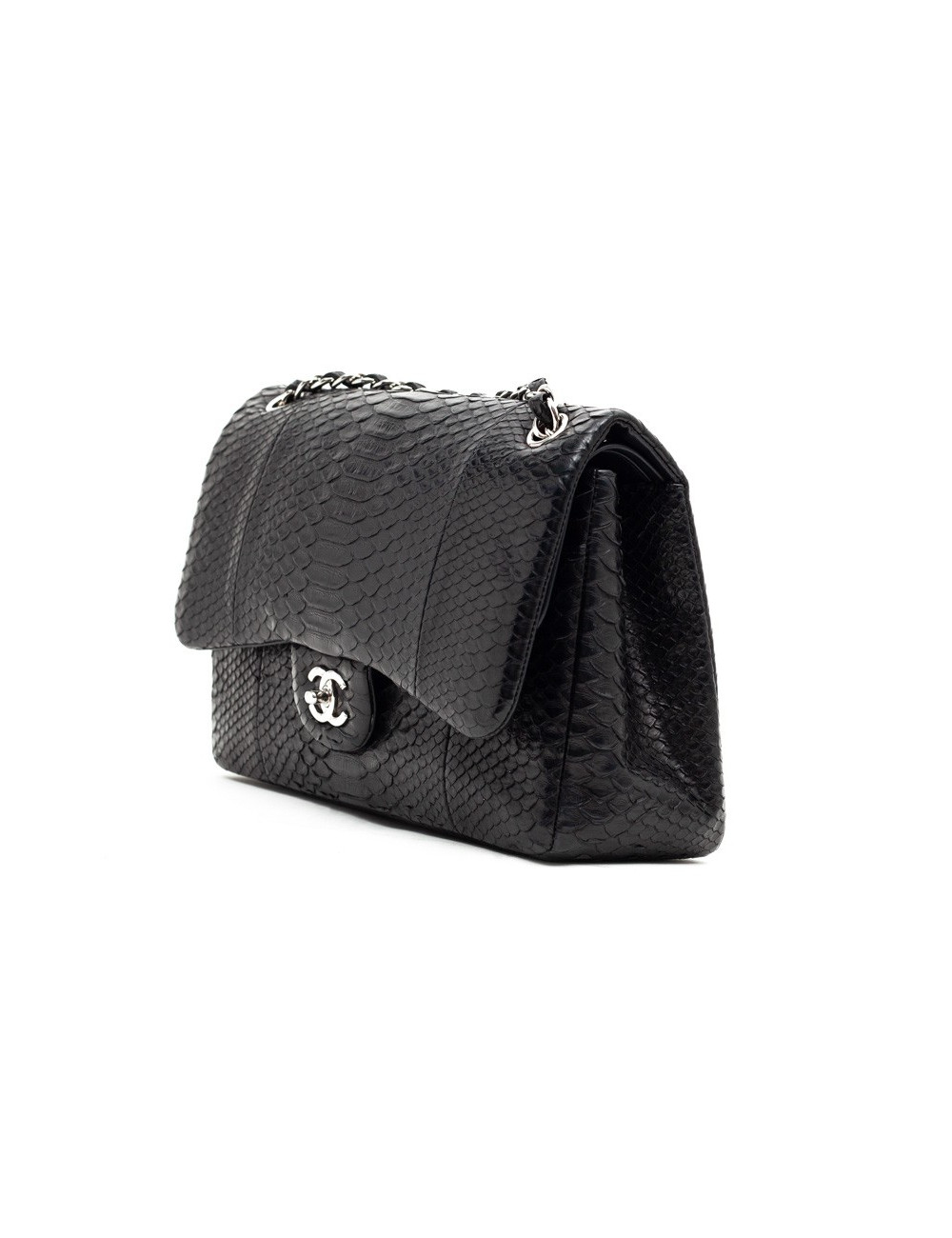 CHANEL Jumbo python noir