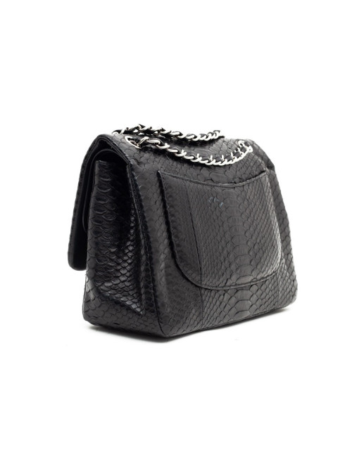 CHANEL Jumbo python noir