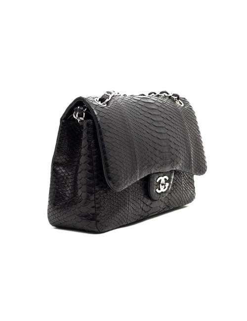 CHANEL Jumbo python noir