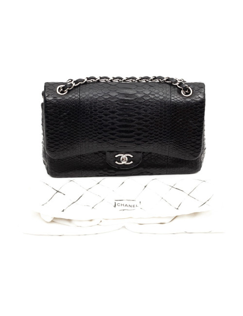 CHANEL Jumbo python noir