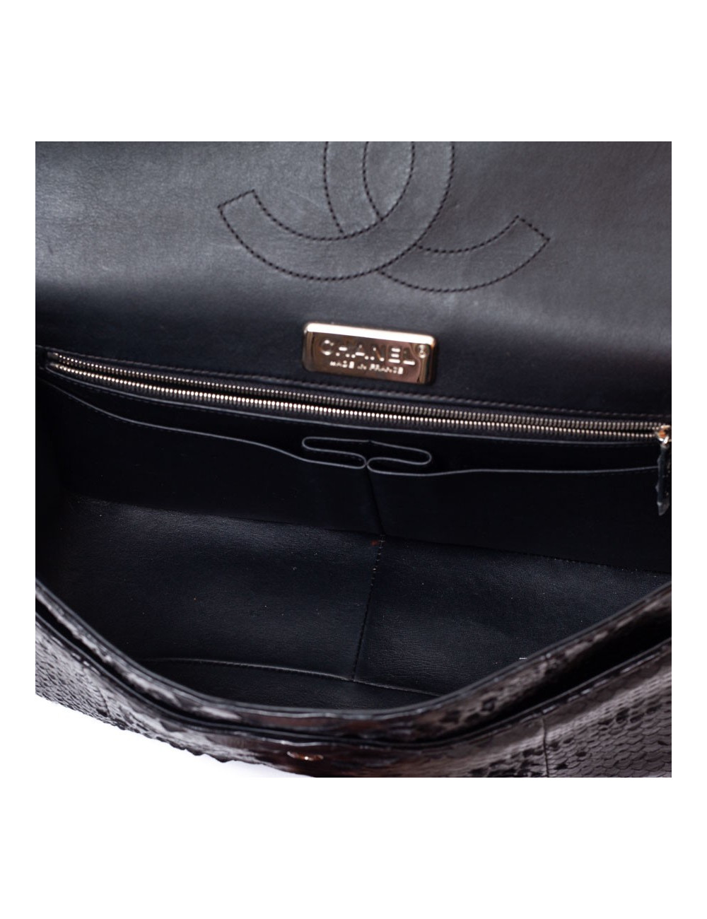 CHANEL Jumbo python noir