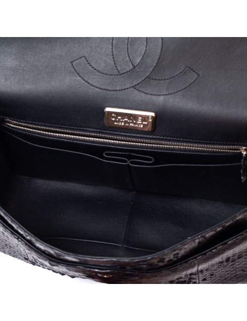CHANEL Jumbo python noir