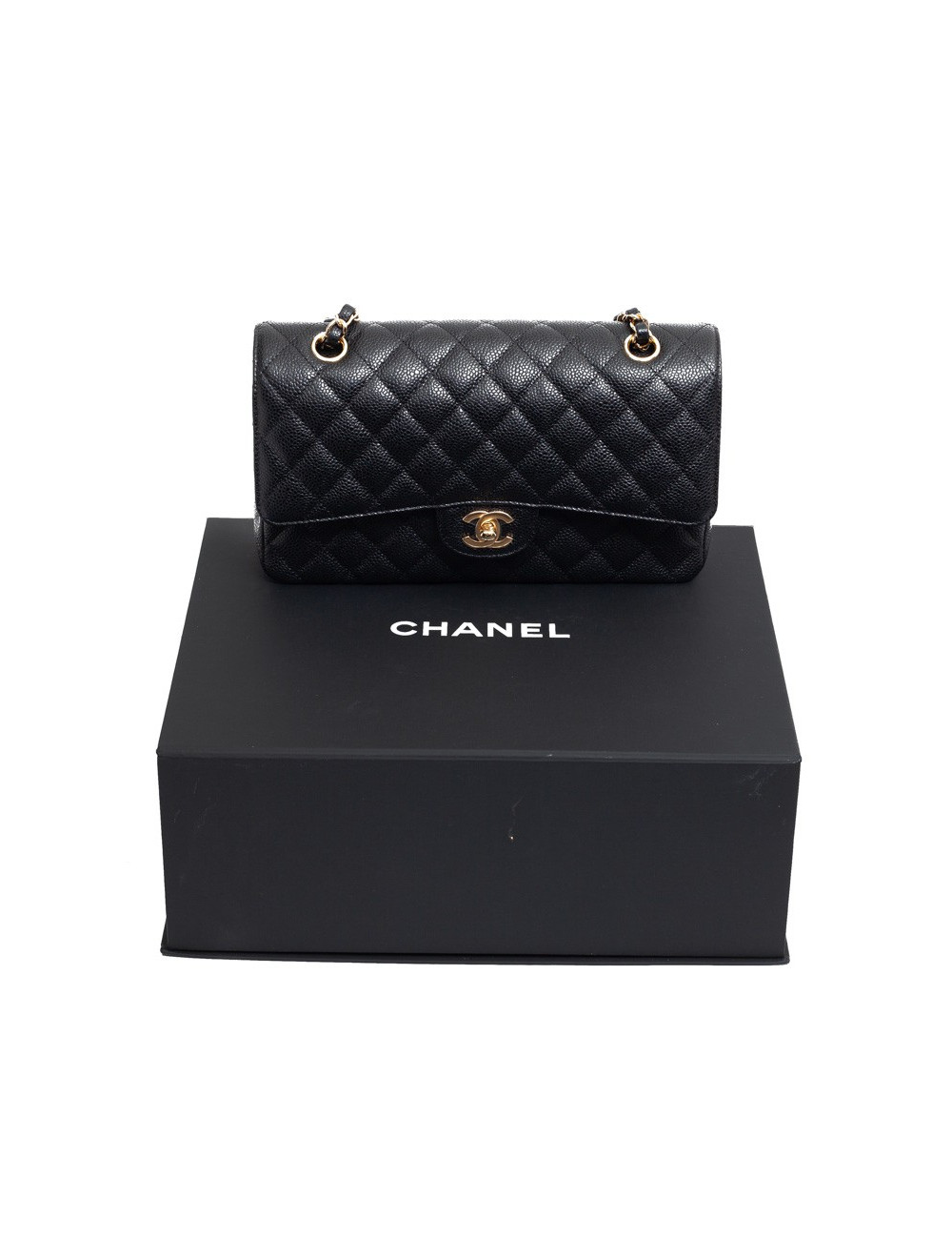 CHANEL sac a main timeless cuir caviar noir