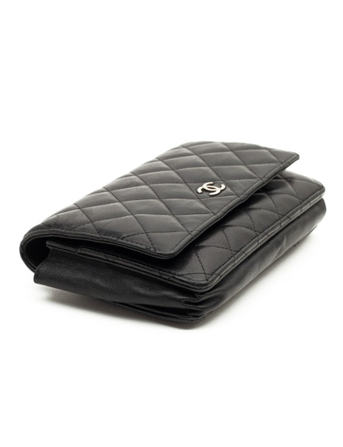 Wallet on chain CHANEL cuir noir