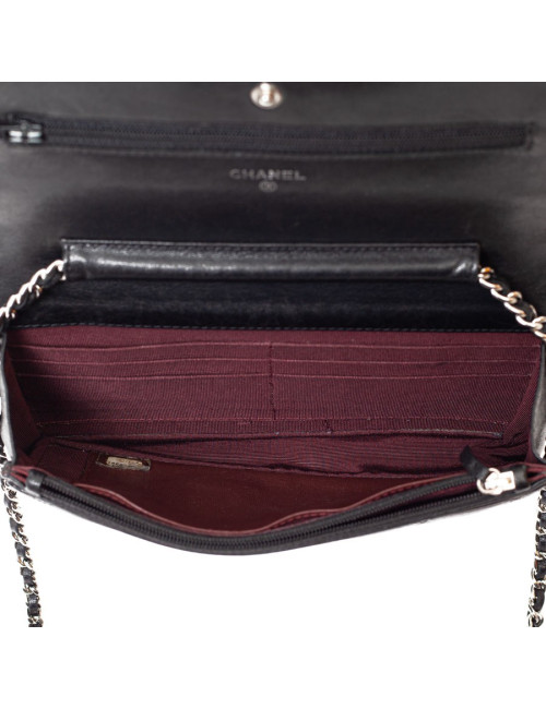 Wallet on chain CHANEL cuir noir