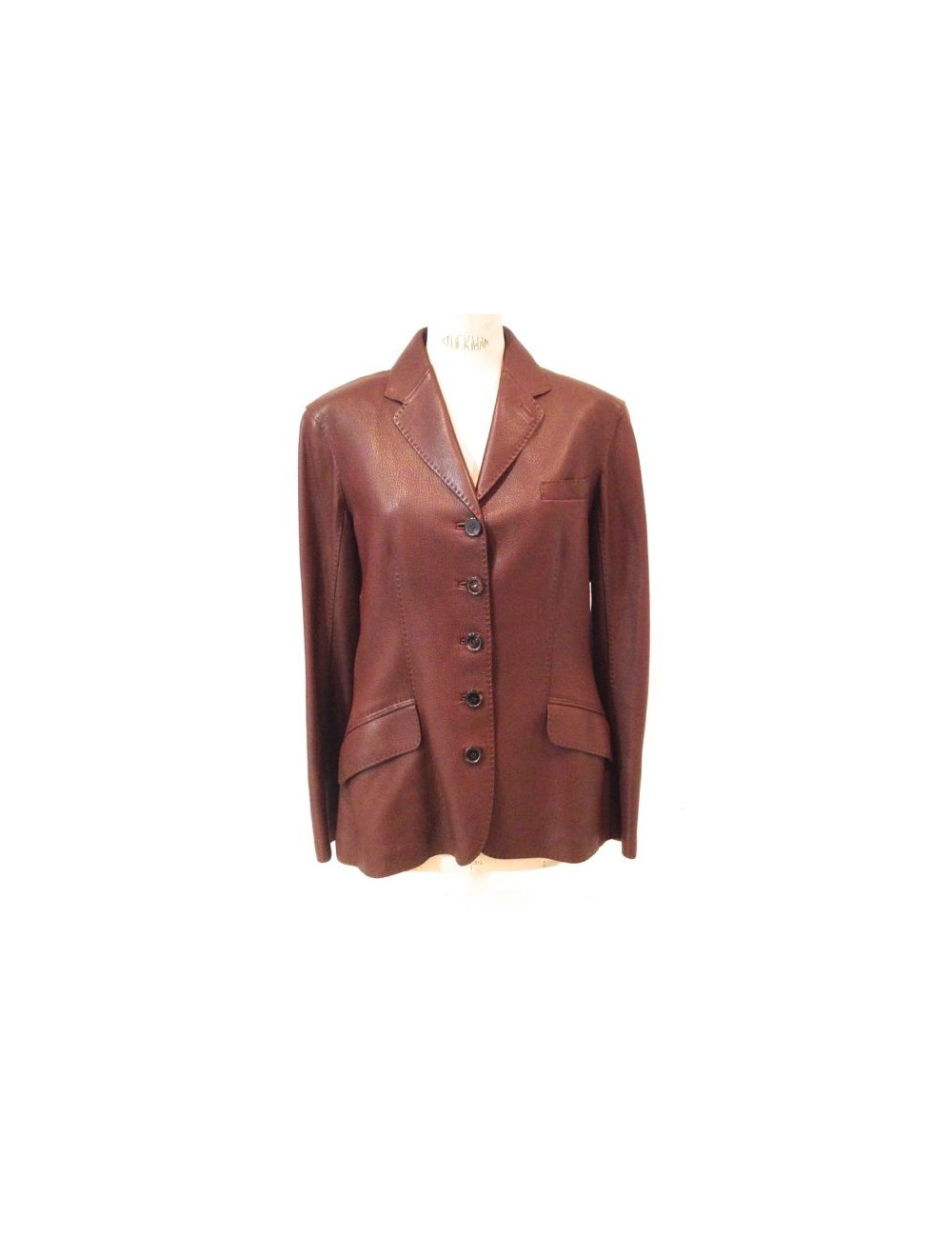 Veste HERMES en cuir marron