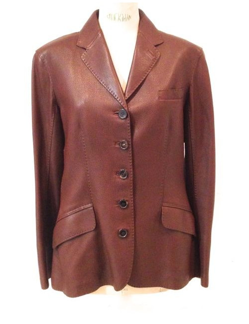 Veste HERMES en cuir marron