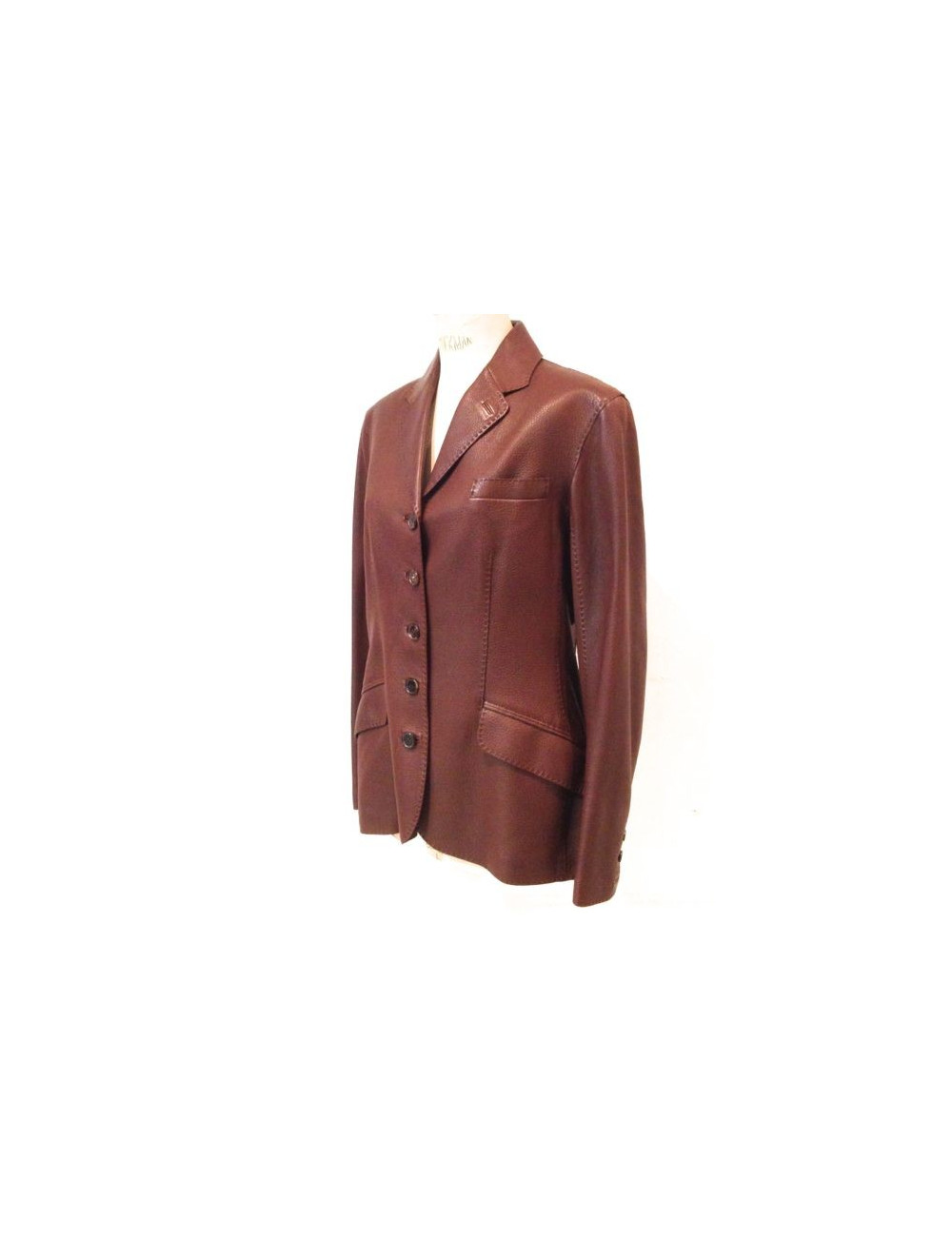 Veste HERMES en cuir marron