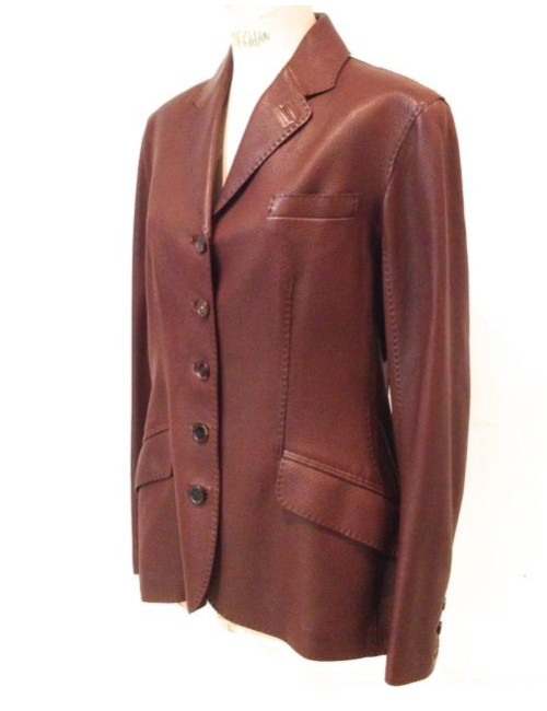 Veste HERMES en cuir marron