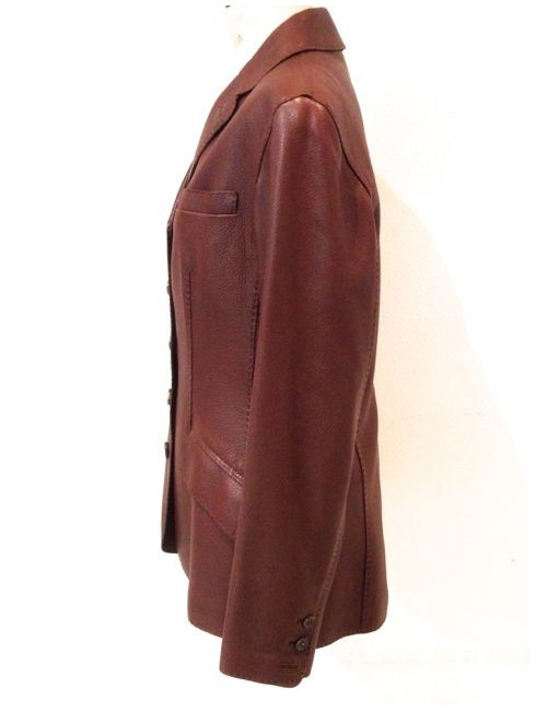 Veste HERMES en cuir marron