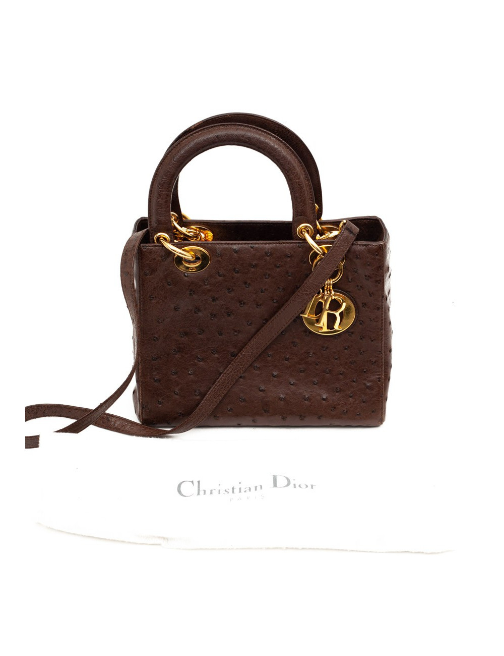 Dior Lady Dior sac autruche marron