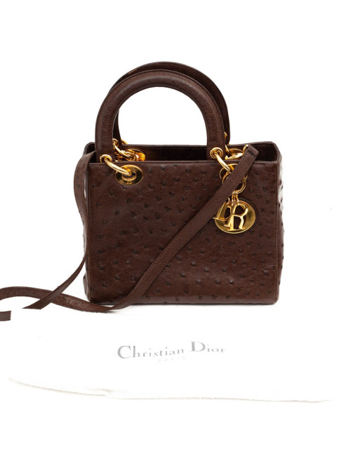Dior Lady Dior sac autruche marron cacao