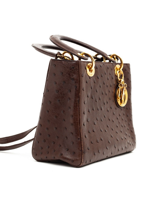 Dior Lady Dior sac autruche marron cacao