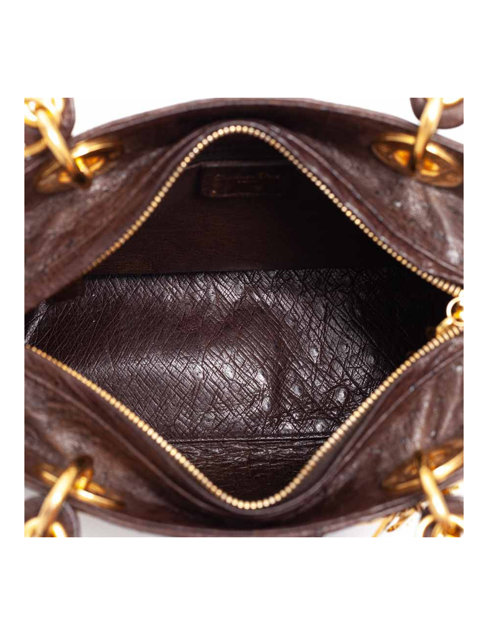 Dior Lady Dior sac autruche marron