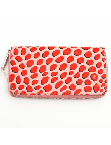 LOUIS VUITTON Portefeuille Zippy rose à pois rouge 2