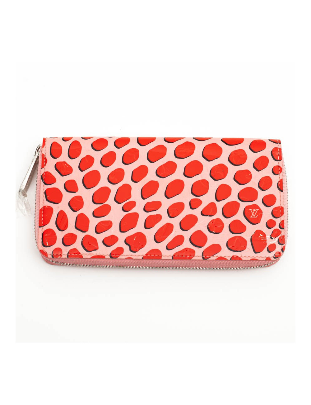 LOUIS VUITTON Portefeuille Zippy rose à pois rouge