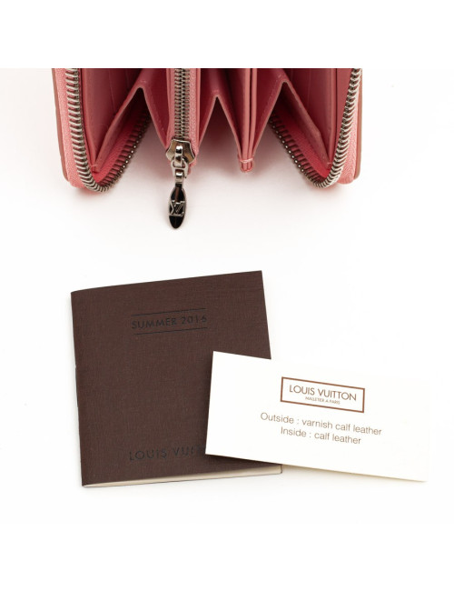 LOUIS VUITTON Portefeuille Zippy rose à pois rouge
