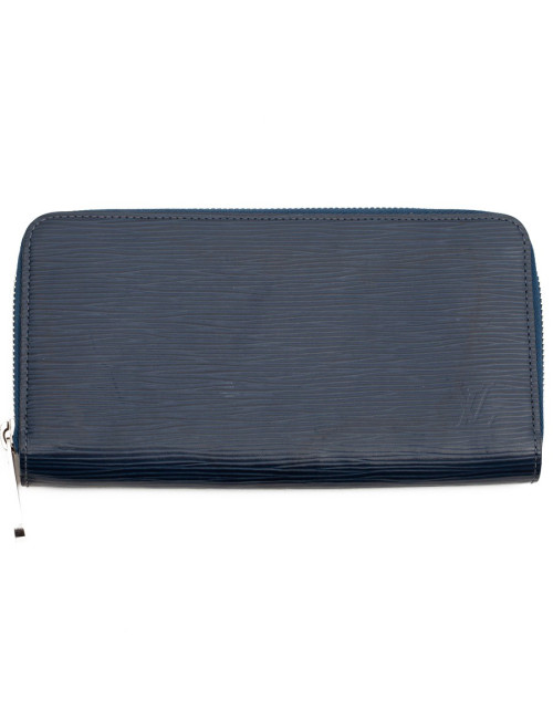 Portefeuille cuir épi bleu