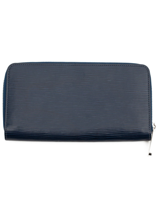 Portefeuille cuir épi bleu