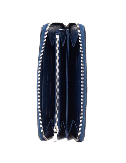 Portefeuille cuir épi bleu