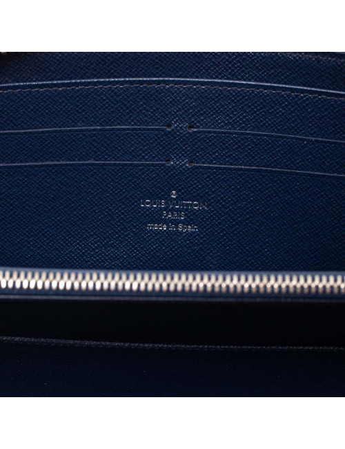 Portefeuille cuir épi bleu