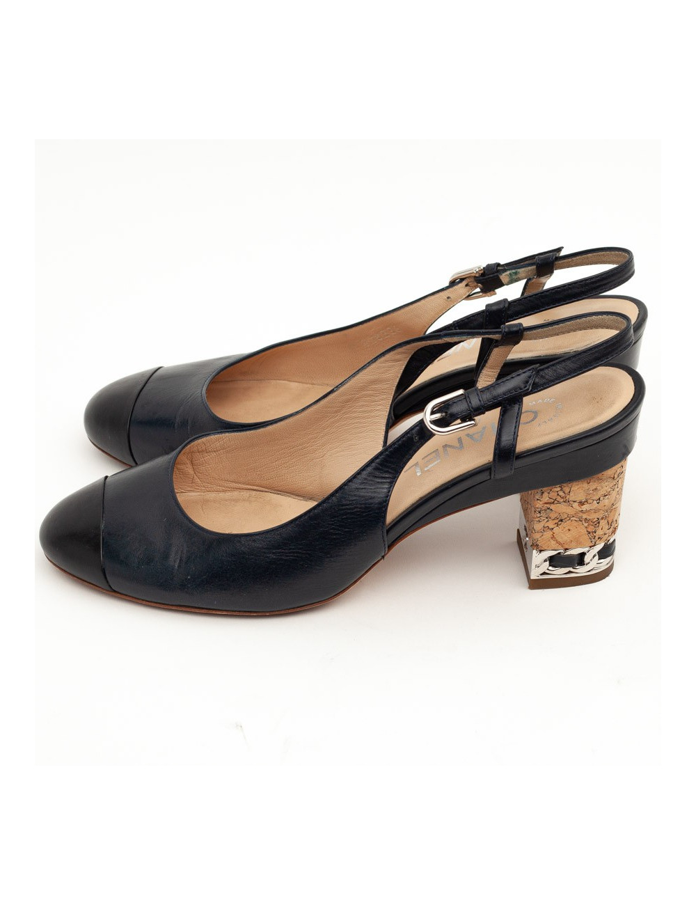 CHANEL sandales cuir noir