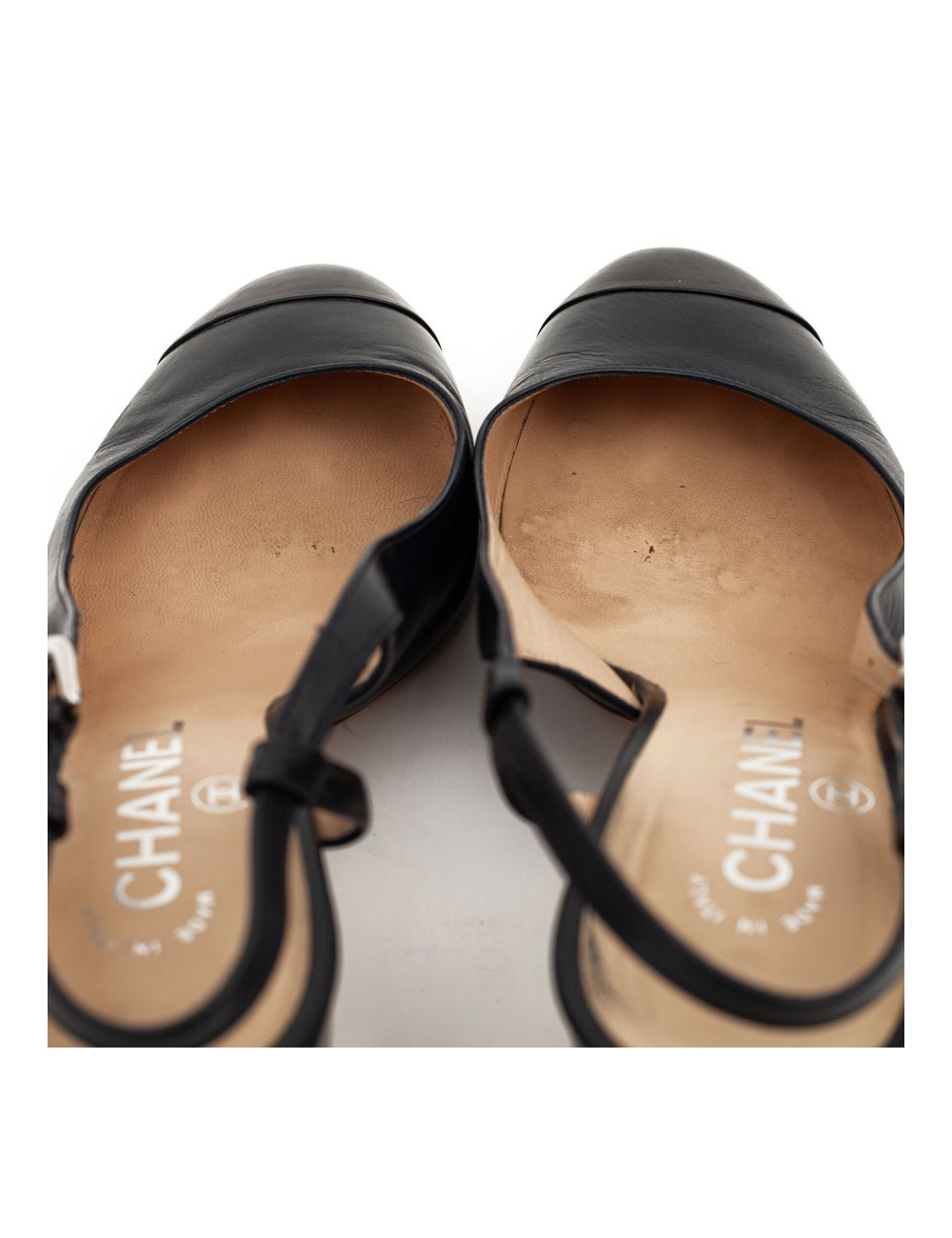 CHANEL sandales cuir noir