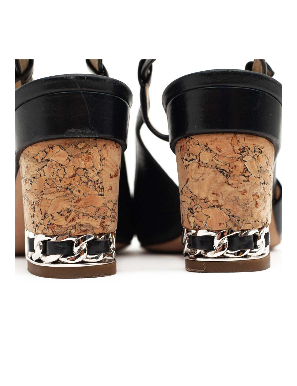 CHANEL sandales cuir noir