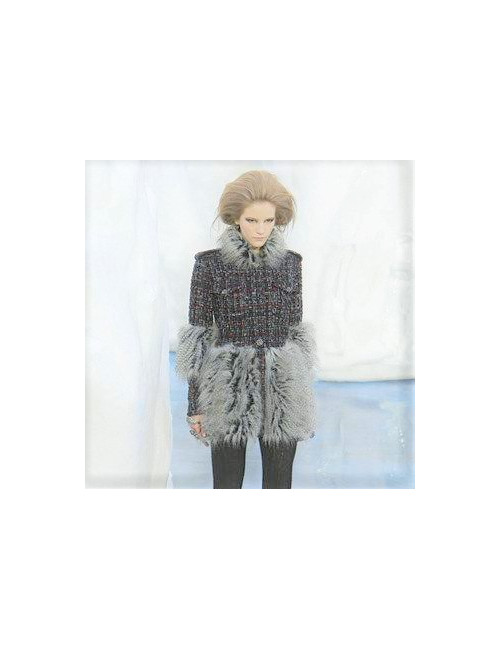 Veste T 36 CHAENL en tweed et fausse fourrure