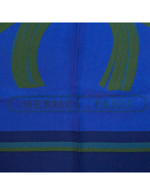 Carré 140 HERMES bleu nuit et vert