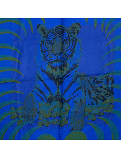 Carré 140 HERMES bleu nuit et vert